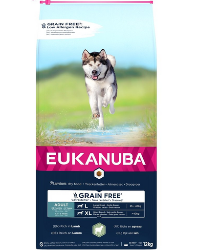 EUKANUBA Grain Free L Adult Bárány 12 kg felnőtt nagytestű kutyáknak