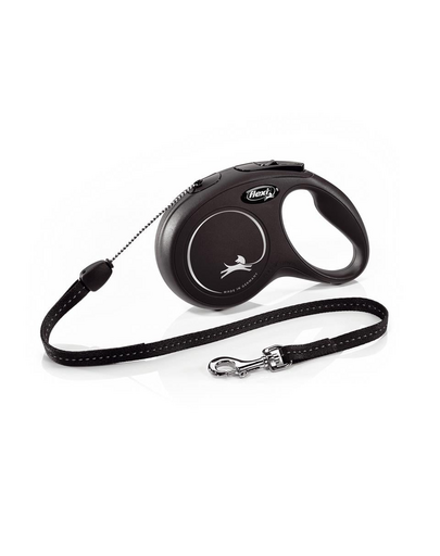 FLEXI Póráz New Classic S zsinór 8 m fekete 12 kg-ig