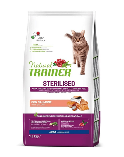 TRAINER Natural Cat Sterilised Adult lazaccal 1,5g