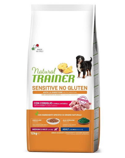 TRAINER Natural Sensitive No Gluten Medium Maxi Adult nyúllal 12kg