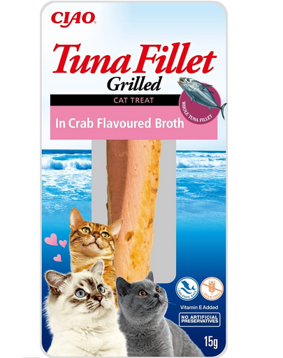INABA Tuna fillet in crab flavoured broth 15g tonhalfilé ráklevesben macskáknak
