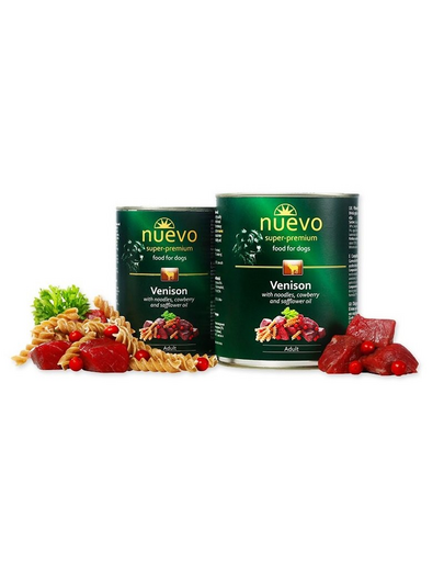 NUEVO Felnőtt szarvashús makarónival és áfonyával 800 g