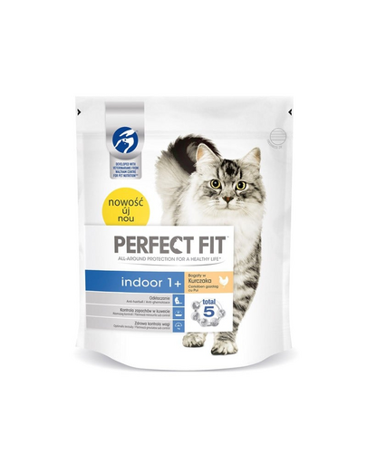PERFECT FIT Indoor 1+ csirkében gazdag eledel macskáknak 5 x 750 g