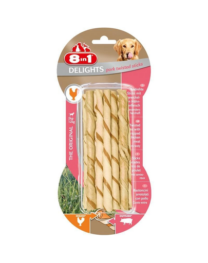 8IN1 Jutalomfalat Delights Pork Twisted Sticks 10 db