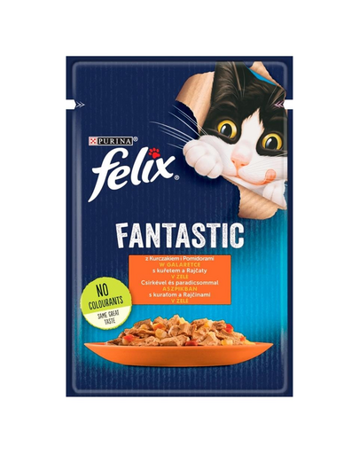 FELIX FANTASTIC Csirke paradicsommal zselében 12x85g nedves macskatáp