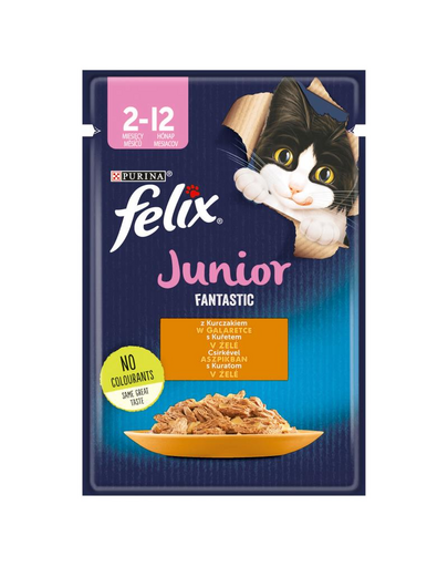 FELIX FANTASTIC Junior csirke zselés 12x85g nedves eledel cicáknak