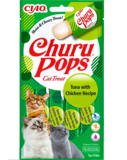 INABA Churu Pops Tuna & Chicken 4x15g tonhallal és csirkével macskáknak