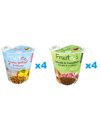 BOSCH Fruitees Baromfi és mangó + Szarvas és áfonya 8x200 g