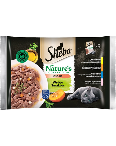 SHEBA Nature’s Collection Ízválaszték nedves macskaeledel felnőtt macskáknak szószban 52x85g