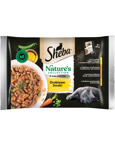 SHEBA Nature’s Collection Baromfi ízek nedves eledel felnőtt macskáknak zselében 52x85g