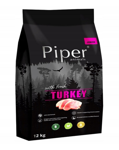 PIPER Száraz kutyatáp Junior pulykával 12 kg