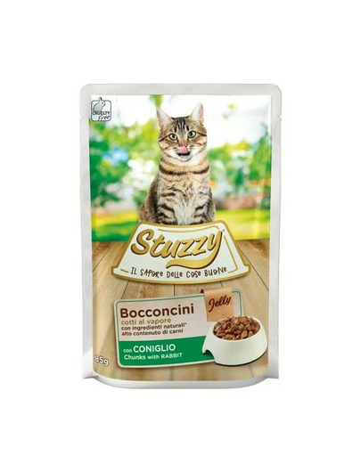 STUZZY Bocconcini Jelly Chunks with Rabbit 85g nyúl zselében felnőtt macskák számára