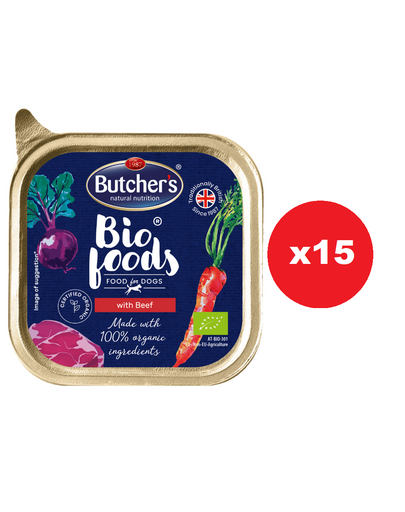 BUTCHER'S BIO foods marhahús 15x150 g kutya pástétom