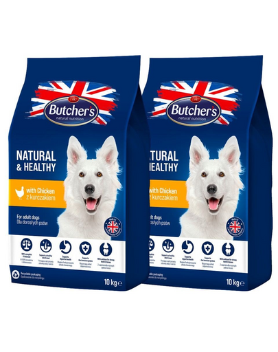 BUTCHER'S Natural&Healthy száraz kutyatáp csirkével 20g (2 x 10kg)