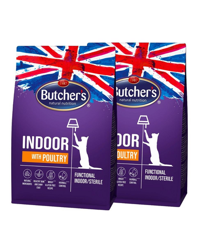 BUTCHER'S Functional Cat Indoor baromfival 2x800 g