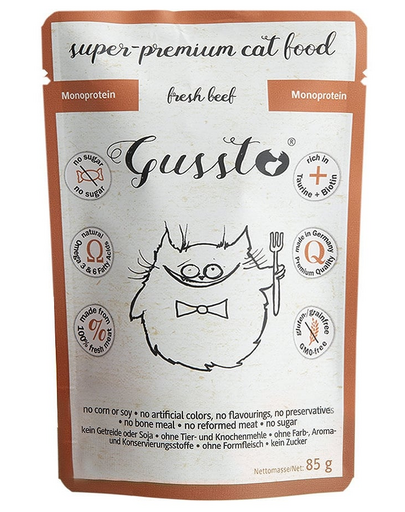GUSSTO Cat Fresh Beef nedves macskaeledel friss marhahús 85 g