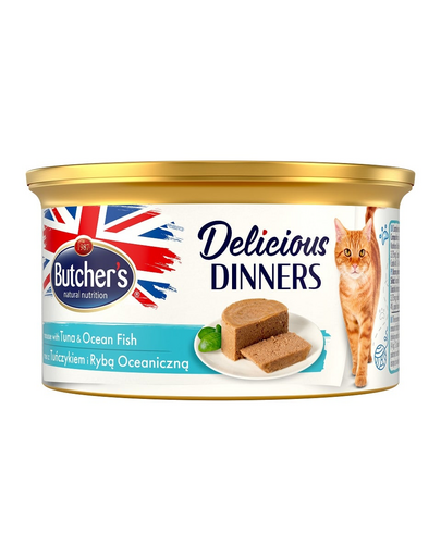 BUTCHER'S Classic Delicious Dinners tonhal és tengeri hal mousse-zal 85 g