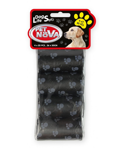 PET NOVA Dog Lifestyle zacskók kutyahulladékhoz, 4 x 20 db