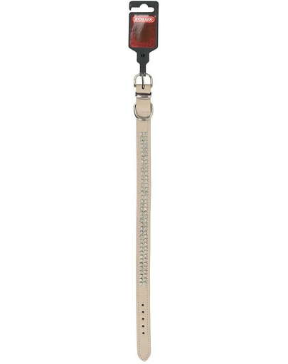 ZOLUX Bőr nyakörv kövekkel 2 sor 40 cm - bézs