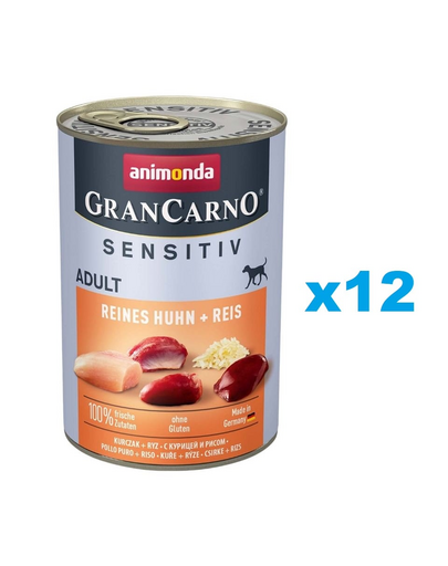 ANIMONDA GranCarno Sensitiv Pure Chicken&Rice Csirke rizzsel érzékeny felnőtt kutyáknak 12x400 g