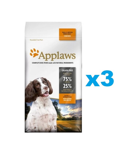 APPLAWS Adult Dog Small Medium Chicken 6 kg (3x2 kg) csirkével kis és közepes méretű fajták számára csirkével