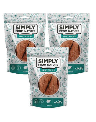 SIMPLY FROM NATURE Meat Strips Hús pulykacsíkok kutyáknak 3x80 g