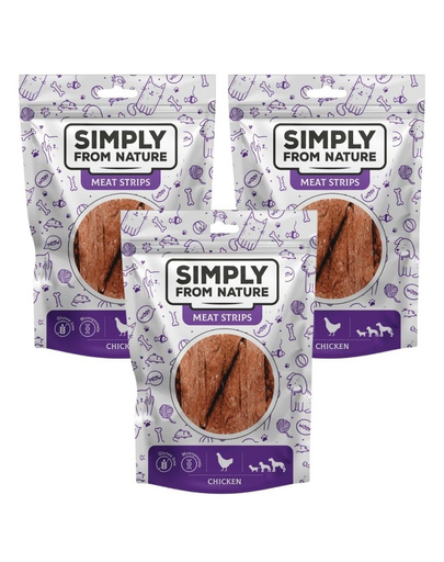 SIMPLY FROM NATURE Meat Strips Húsgombóc csirkecsíkok kutyáknak 3x80 g