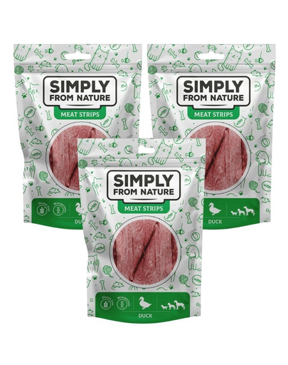 SIMPLY FROM NATURE Meat Strips Húsos kacsacsíkok kutyáknak 3x80 g