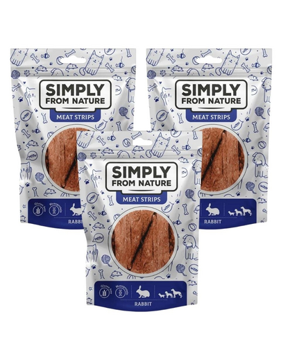 SIMPLY FROM NATURE Meat Strips Nyúlhús csíkok kutyáknak 3x80 g