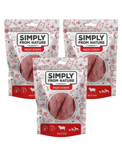 SIMPLY FROM NATURE Meat Strips Birkahús csíkok kutyáknak 3x80 g