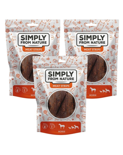 SIMPLY FROM NATURE Meat Strips Lóhúscsíkok kutyáknak 3x80 g