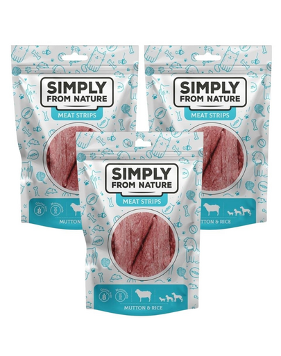 SIMPLY FROM NATURE Meat Strips Húscsíkok birkahússal és rizzsel kutyáknak 3x80 g