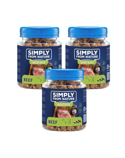 SIMPLY FROM NATURE Smart Bites Marhahús edzők kutyáknak 3x130 g