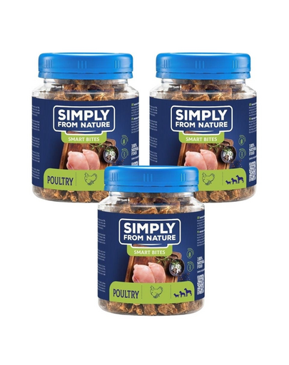 SIMPLY FROM NATURE Smart Bites Baromfikiképzők kutyák számára 3x130 g