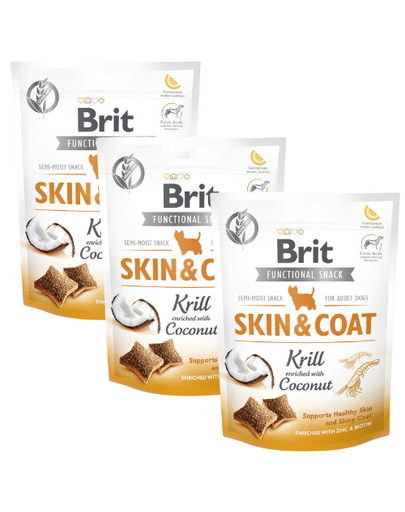 BRIT Care Dog Functional Snack skin&coat Krill 3x150 g krill haj kezeli