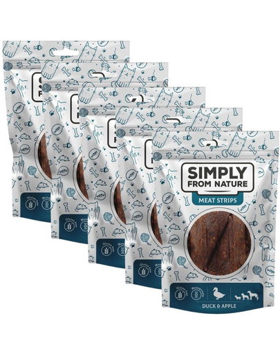SIMPLY FROM NATURE Meat Strips Húscsíkok kacsával és almával kutyáknak 5x80 g