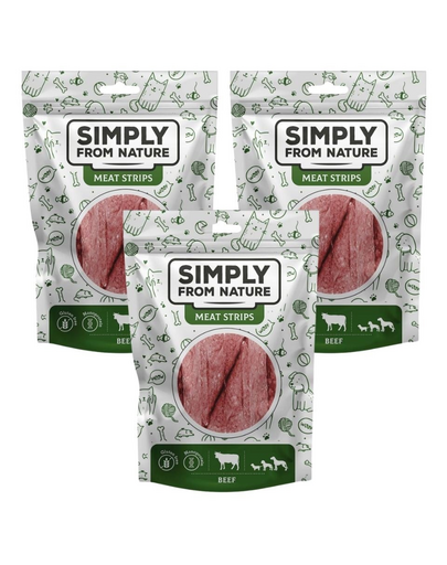 SIMPLY FROM NATURE Meat Strips Marhahús csíkok kutyáknak 3x80 g