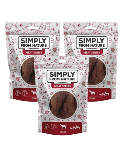 SIMPLY FROM NATURE Meat Strips Kecskehús csíkok kutyáknak 3x80 g