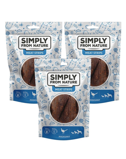 SIMPLY FROM NATURE Meat Strips Fácánhús csíkok kutyáknak 3x80 g