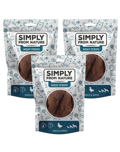SIMPLY FROM NATURE Meat Strips Húscsíkok kacsával és almával kutyáknak 3x80 g