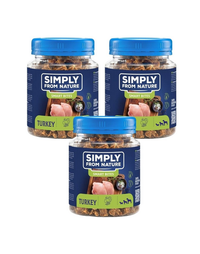 SIMPLY FROM NATURE Smart Bites Pulyka edzők kutyáknak 3x130 g