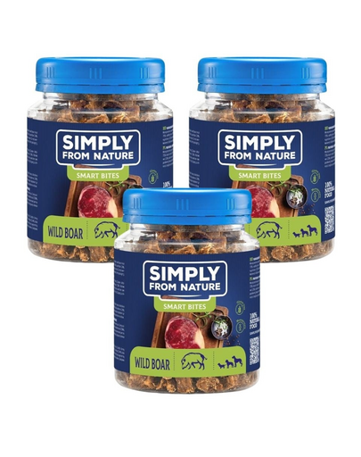 SIMPLY FROM NATURE Smart Bites Vaddisznó edzők kutyáknak 3x130 g