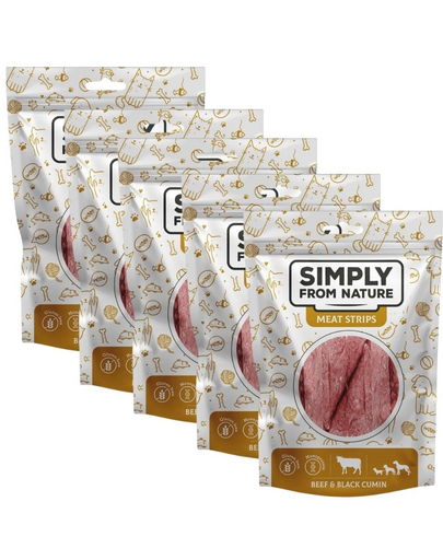 SIMPLY FROM NATURE Meat Strips Húscsíkok marhahússal és nigellával kutyáknak 5x80 g