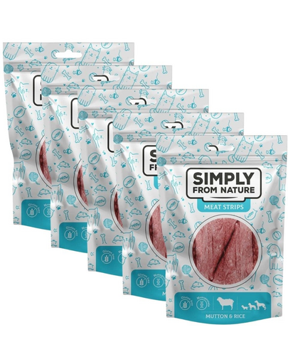 SIMPLY FROM NATURE Meat Strips Húscsíkok birkahússal és rizzsel kutyáknak 5x80 g