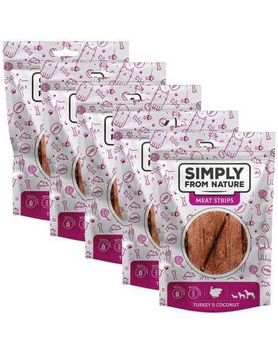 SIMPLY FROM NATURE Meat Strips Húscsíkok pulykával és kókusszal kutyáknak 5x80 g