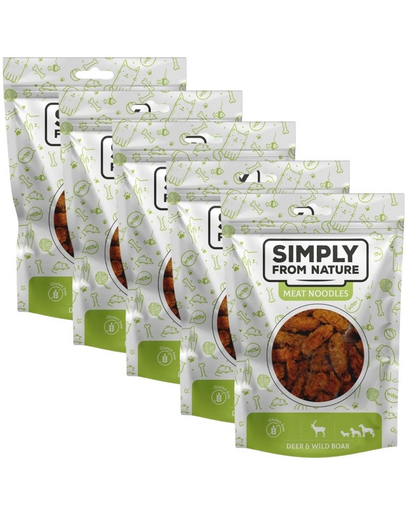 SIMPLY FROM NATURE Meat Noodles Húsos tészta szarvassal és vaddisznóval kutyáknak 5x80 g