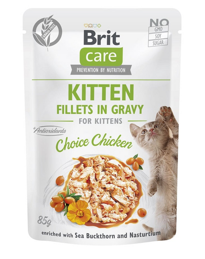 BRIT CARE Fillets in Jelly Pouch Kitten Choice Chicken 24x85g csirkével cicáknak