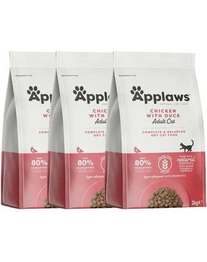 APPLAWS Cat Adult Chicken with Extra Duck 6 kg (3x2 kg) csirke és kacsa macskáknak