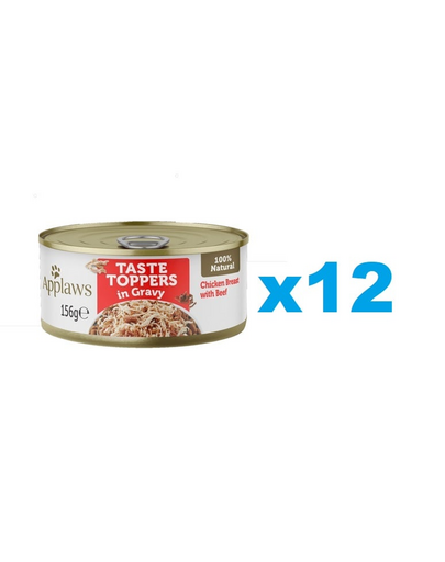 APPLAWS Dog Taste Toppers Csirkemell marhahússal zselében 12x156 g