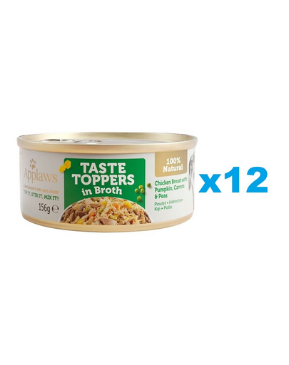 APPLAWS Dog Taste Toppers Csirkemell, sütőtök, borsó húslevesben 12x156 g
